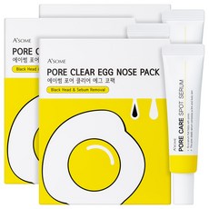 ASOME 포어 클리어 에그 코팩 피지제거 패치 30p + 모공 케어 세럼 15ml 세트, 3개, 30개입