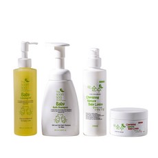더순수 아기 화장품 4종세트 로션 크림 오일 바스샴푸, 1세트
