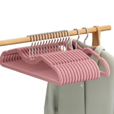 목짧은 갈매기형 논슬립 벨벳 옷걸이, 핑크, 30개