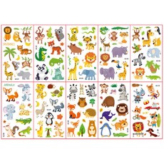 전제품 (10장세트)KC인증 어린이 타투스티커 캐릭터 판박이, AC.동물테마, 1세트