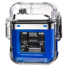 감성 투명 아크 전기 라이터 LED 플라즈마 캠핑 랜턴 겸용 C타입 USB 충전식 미니 방수 스파크 라이타 조명, 1개, R99567L(블루, 블루