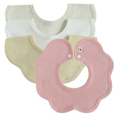 BUNNIE BLOSSOM 波浪邊圍兜, 桃紅色+奶油黃色+米色+米白色, 4件, 1組