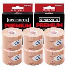 스포츠 테이핑 키네시올로지 테이프 5cmx5m 6개입 볼링 운동 근육테이프, 1세트