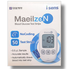 YL 매일잰 시험지 50매 매일젠 혈당 측정 검사지 혈당지 당뇨 아이센스 체크지 스트립 strp, 50매입, 1박스