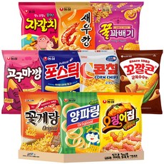 봉지 과자 10종 세트 ( 농심 새우깡 고구마깡 자갈치 꿀꽈배기 포스틱 롯데 꼬깔콘 (군옥수수) 크라운 콘칲 빙그레 꽃게랑 양파링 오징어집 ) 스낵 세트, 안녕종합스낵 10종, 1세트