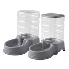 DING DONG PET 寵物 EASY TO EAT 半自動餵水器 + 餵食器套組, 灰色, 1套