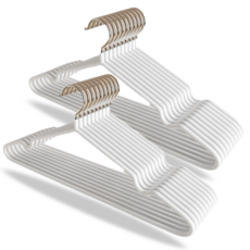 防滑PVC塗層無痕衣架, 白色, 100個