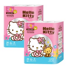 헬로키티 프리미엄 플라워 천연펄프 4겹 화장지, 25m, 24롤, 2개