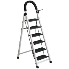 접이식 사다리 가정용 작업용 공업용 2단-6단 계단형 사다리 지비킹, 화이트, 6단, 1개
