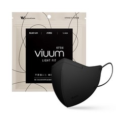 viuum 푸름웰니스 라이트핏 새부리형 마스크 대형 KF94, 25개입, 1개, 블랙