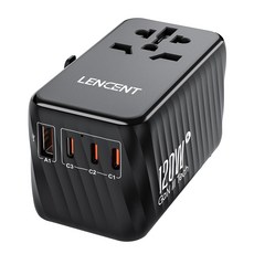 LENCENT 4포트 GaN III PD120W 초고속 해외 여행용 멀티 플러그 어댑 블랙 PA058B-120W, 1개