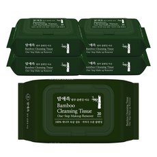 맘애쏙 대나무 속살 클렌징티슈 캡형 천연성분, 20매입, 5개