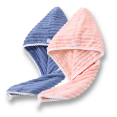 더블트리 시간단축 헤어 드라이 타월, 2개, 블루+핑크