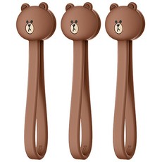 엘라고 라인프렌즈 마그네틱 케이블 타이, 3개, 브라운