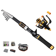 JAHCHO 캠핑 바다낚시 입문자용 다용도 미니 낚시대 세트, 180cm