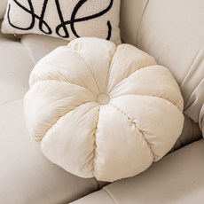 빅무드 벨벳 호박쿠션 쇼파쿠션 지름 45cm, 아이보리