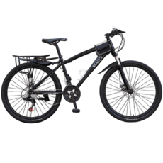 J2K 오프로드 산악 자전거 성인 남성 여성 공용 MTB 입문용, 블랙 26인치 21단, 1개, 130cm