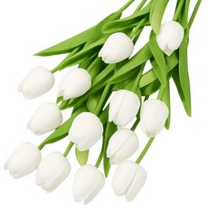 레디박스 감성 조화 튤립 10송이 꽃다발, 화이트, 1개