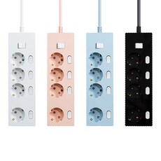 쿠폰19% 파워존 자동소화 웨이브 멀티탭 콘센트 화재예방 개별 절전 과부하차단 4구, 자동소화 개별 4구 파스텔핑크, 1개, 50cm