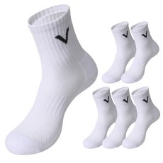 발렌티노크리스티 남자 V 면 95% 하프 메쉬 쿠션 스포츠양말 중목[이중 바닥 쿠션 + 발등 망사], 흰색(white)_6켤레