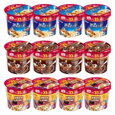 켈로그 컵시리얼 콘푸로스트30g x4개+후르트링30g x4개+첵스초코30g x4개 + 미니 시리얼 30g 증정, 1세트