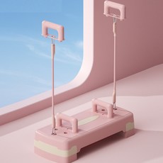 Homi Zon 와이드 스텝박스 2단 발판 점프박스 계단운동기구 스테퍼 홈트 헬스 유산소 푸쉬업바 튜빙밴드 포함, 핑크