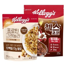 켈로그 시리얼 2종 (첵스초코 570g + 프로틴 그래놀라 다크초코볼 450g ) 1세트, 1.02kg