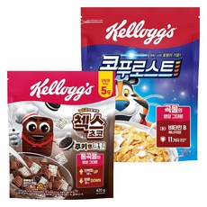 켈로그 시리얼 오곡 첵스초코 쿠키앤크림 420g + 콘푸로스트 600g, 1.02kg, 1세트
