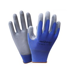 미조리 PU 장갑 작업용 미끄럼방지 반코팅, 10개, 청색