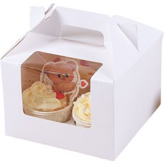 DD 컵케이크상자 머핀포장상자 투명창 손잡이상자 1구 2구 4구 6구, 4구 화이트, 10개