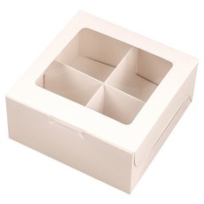 DD 디저트박스 원터치 미니쿠키상자 칸막이 컵케이크머핀포장, 10개, 화이트 4구