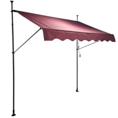 홈스리빙 고정 어닝 테라스 무타공 접이식 수동어닝 비가림막 차양막 옥상 어닝천막, 2m, 와인캔버스, 그레이