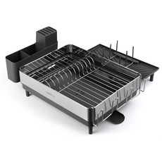 노빌리움 에코핏 스테인레스 익스텐드 식기건조대 확장형 1단 자동물빠짐 싱크대 선반 그릇 정리대, 실버 블랙, 1개