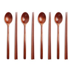 이신공방 국산 옻칠 나무수저 4인세트 (케이스포함), 천연옻칠, 4세트, 본 (수저세트)