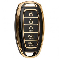 바이어블 현대 팰리세이드 호환 자동차 tpu 스마트키 케이스 키홀더 5버튼, 5버튼 5A타입 블랙골드 (VA-TA57)
