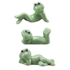 휘뚜마뚜 예쁜 개구리 세라믹 수저받침 도자기 숟가락 젓가락 받침 3개세트, 1개, 그린컬러