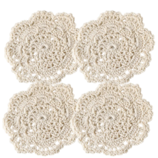 티노샵 레이스 뜨개 코스터 컵받침 4개, 퓨어화이트, 1세트