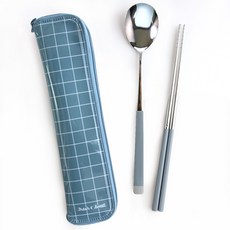 국내산 스텐핏 무소음 휴대용 스푼+젓가락+케이스 세트, 1개, 그레이