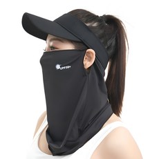 라니아 호흡이 편한 햇빛 자외선차단 마스크 목가리개, 2개, 블랙