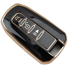 쌍용 렉스턴 W 코란도 C 투리스모 호환 tpu 스마트 키 케이스 키홀더 키링, 3버튼(TA78), 블랙골드