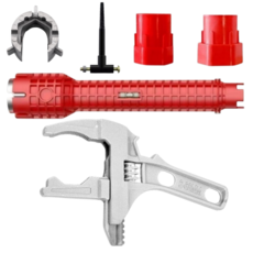 진주바다 싱크대 렌치 수도관 파이프 멀티 렌치(8in 1) + 양면 아크형 몽키 스패너 1세트