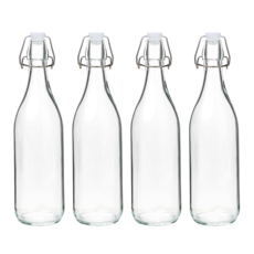 쿠치니티 유리밀폐용기 담금주병 보르미올리 유리병 1L A타입 4개