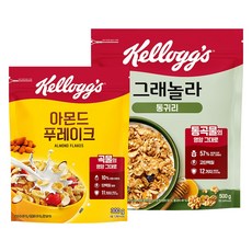켈로그 베스트 시리얼 + 그래놀라 6종 골라담기, 통귀리 그래놀라 500g, 아몬드 푸레이크 300g, 1개