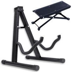 접이식 A형 기타거치대 + 기타 발받침대 첼로 스탠드 바이올린 우쿨렐레 받침대 악세사리, 접이식스트링거치대+발받침대, 1개