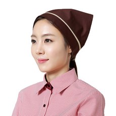 갈색베이지 머리끈 스카프 (위생 조리 셰프 식당용), 1개