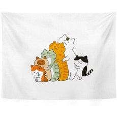 해피소드 감성 페브릭 포스터 가로형, 냥이들