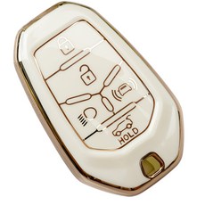 쌍용 올뉴 G4 렉스턴 티볼리 뷰티풀 코란도 스포츠 토레스 호환 tpu 스마트 폴딩 키 케이스 키홀더 키링, 5버튼(TA80), 화이트골드