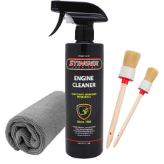 스팅거 엔진룸 크리너 500ml 자동차 청소 세차 세정제 클리너 코팅+브러쉬 타월, 01 엔진룸클리너 500 + 브러시 타월, 1세트