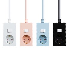 쿠폰19% 파워존 자동소화 웨이브 멀티탭 콘센트 화재예방 과부하차단 연장선 1구 전기코드 캠핑 릴선, 50cm, 자동소화 1구 파스텔블루, 1개