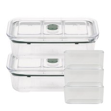 [프리파라] 브루클린 3호 패키지 (1 000ml)x2개(+소분기 3개 포함) (그린) 스마트 래치락 밀폐용기 반찬통, 1세트, 3호x2개(+소분기)